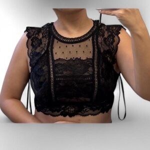 Black Lace Crop Top